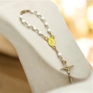 Handmade Car Rearview Mirror Hanging Rosary Christian Religious Prayer Beads